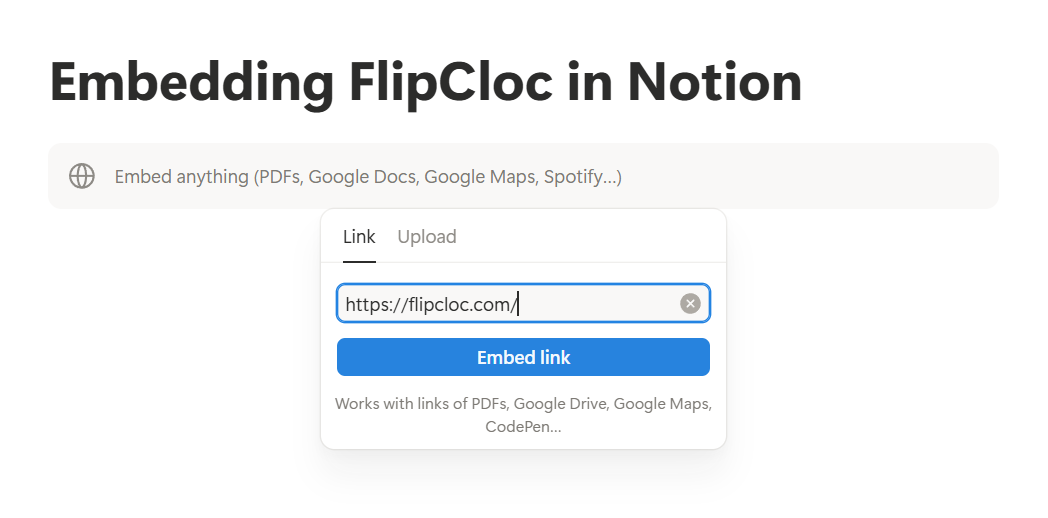 Paste the FlipCloc URL